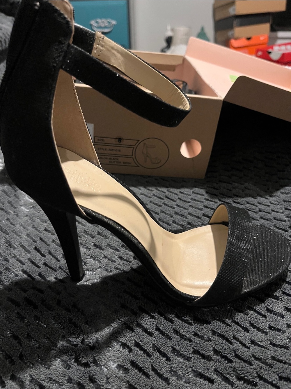 Charlotte Russe Black Ankle-Strap Stiletto Heels